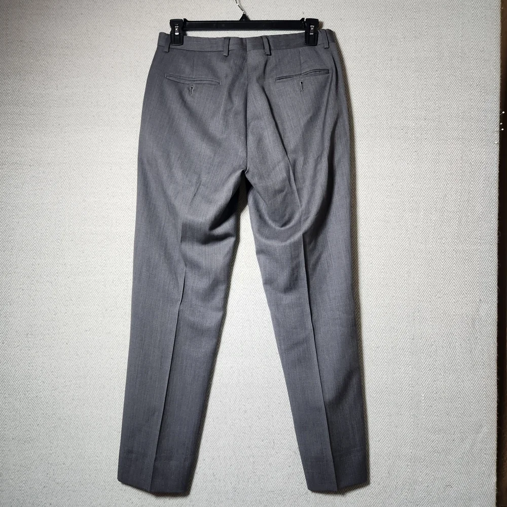 Egara Peak Lapel Slim Fit 100% Wool 2 Piece Mens 44R Gray Suit 33x30
